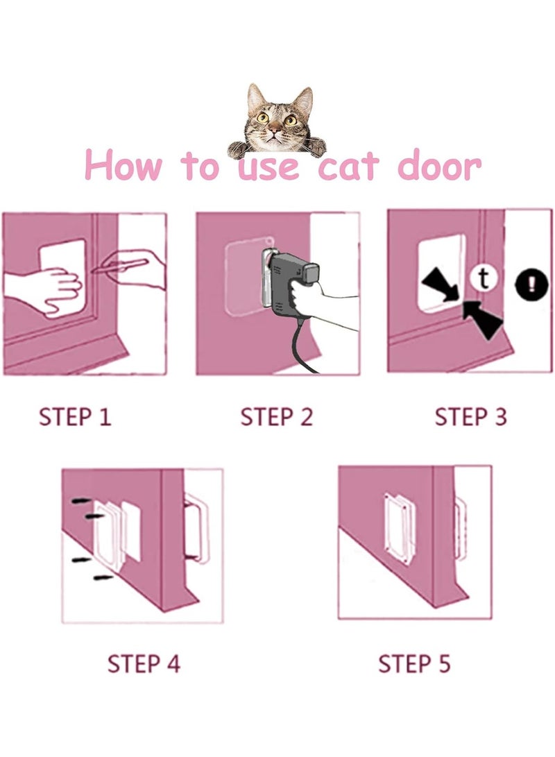 jaexest باب قطط كبير إضافي مع رفرف، باب حيوانات أليفة بإغلاق 4 اتجاهات للأبواب الداخلية والخارجية، رفرف شفاف مقاوم للعوامل الجوية للقطط والكلاب والجراء، تركيب سهل (المقاس الخارجي 11 × 9.8 بوصة) - Image 3